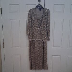 R&M Richards Shimmering Taupe 2pc. Dress